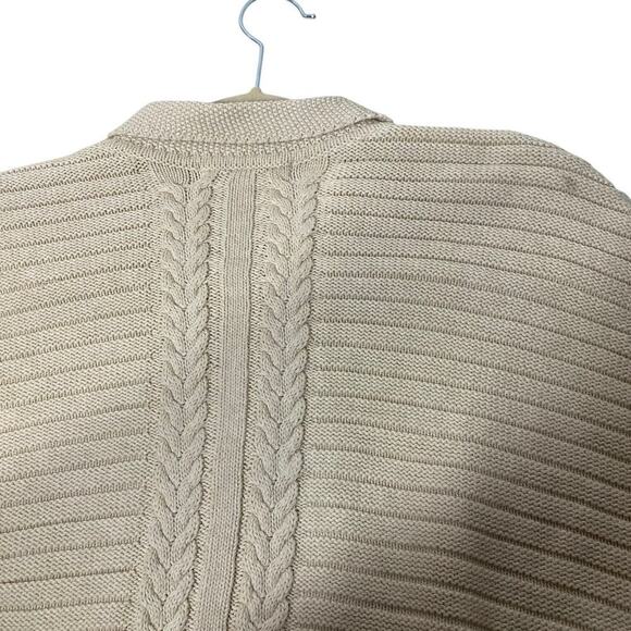 HOPE & HENRY Button Front Rib Sweater Cape, Cream color, Size L, Pre-Owned - Picture 7 of 8
